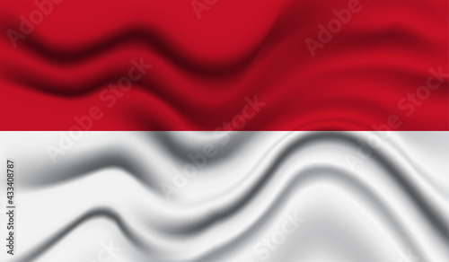 Abstract waving flag of Monaco with curved fabric background. Creative realistic waving flag of Monaco vector background
