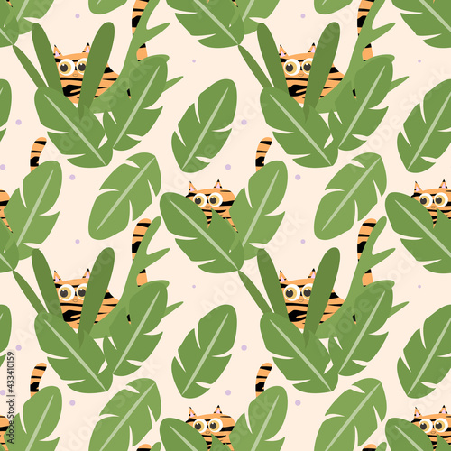 Wildcat pattern. The tiger hides in the tropical thickets