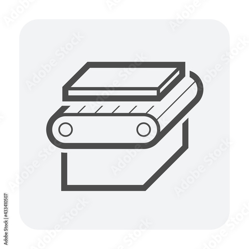 Metallurgy or metallurgical production industry vector icon. Consist of hot casting metal, iron or steel product on mill production line. Manufacturing process in foundry, furnace or factory plant.