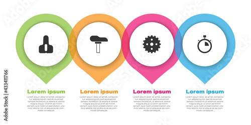 Set Bicycle seat, , sprocket crank and Stopwatch. Business infographic template. Vector