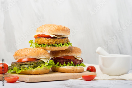 vegan burgers. quinoa burger with avocado
