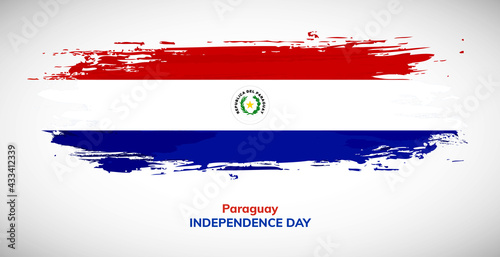 Happy independence day of Paraguay. Brush flag of Paraguay vector illustration. Abstract watercolor national flag background