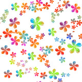 A seamless background with colorful flowers. Fabric with iridescent little flowers. Mixed media. Vector illustration