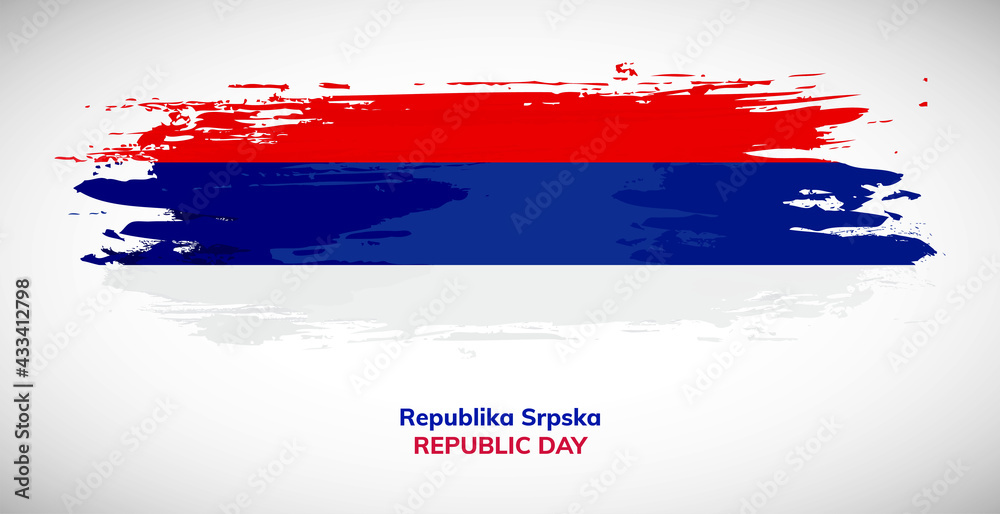Happy republic day of Republika Srpska. Brush flag of Republika Srpska vector illustration. Abstract watercolor national flag background Happy republic day of Republika Srpska. Brush flag of Republika Srpska vector illustration. Abstract watercolor national flag background