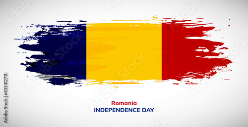 Happy independence day of Romania. Brush flag of Romania vector illustration. Abstract watercolor national flag background