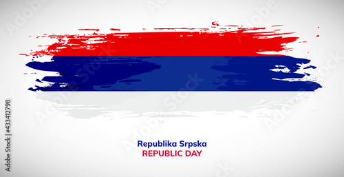 Happy republic day of Republika Srpska. Brush flag of Republika Srpska vector illustration. Abstract watercolor national flag background