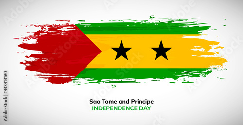 Happy independence day of Sao Tome and Principe. Abstract watercolor national flag background