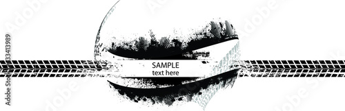 Vector Print Textured Tire Track . Design Element . Car tread silhouette . Mud splash grunge texture. Tyre track banner .