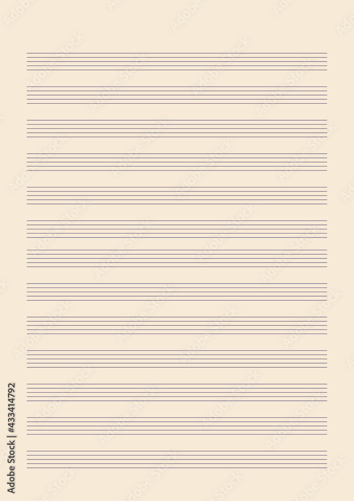 Grid paper with stave on a white background. A blank music sheet paper with staff. Geometric pattern for composition, education, school. A4 size Grid paper with stave on a white background. A blank music sheet paper with staff. Geometric pattern for composition, education, school. A4 size