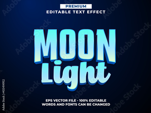 Moon Light, Blue Glow Editable Text Effect Premium Eps