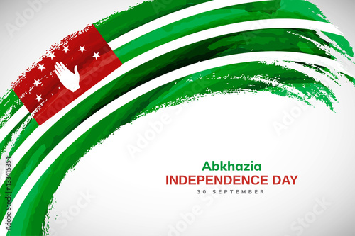 Happy independence day of Abkhazia with watercolor brush stroke flag background with abstract watercolor grunge brush flag