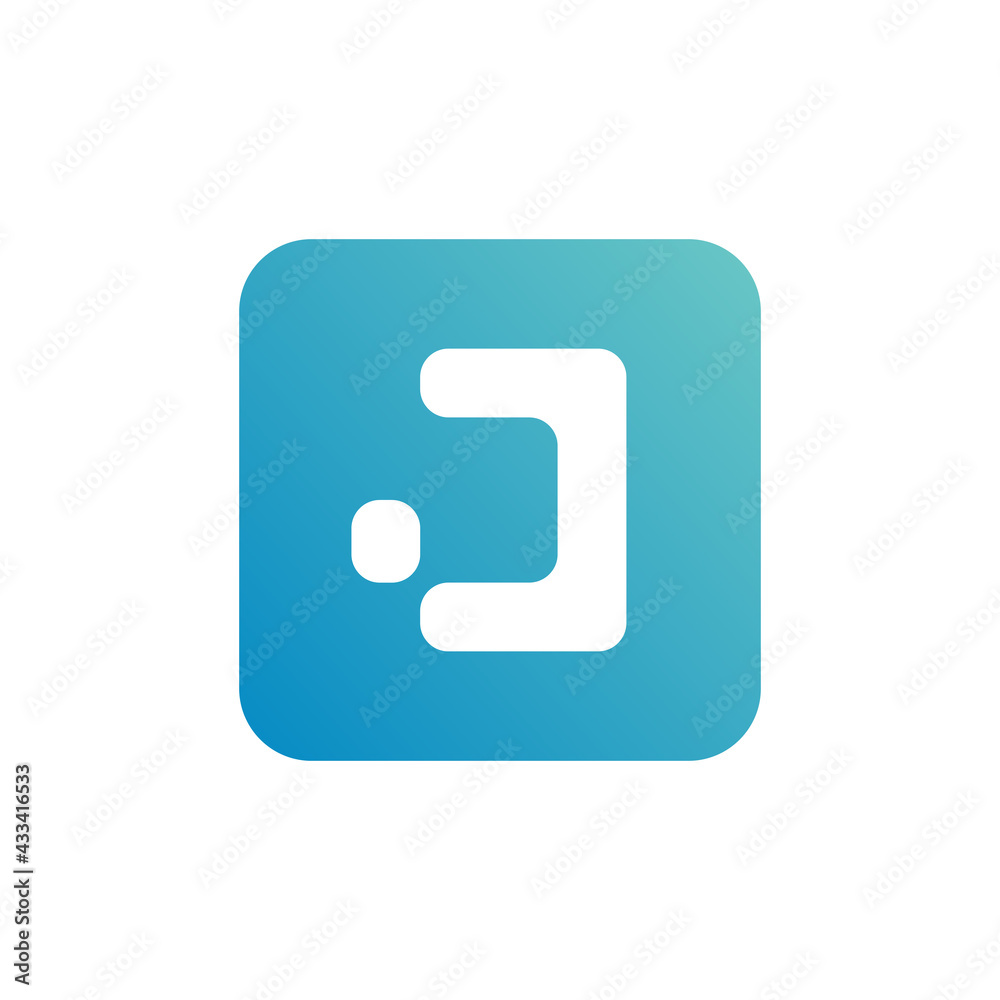 Initial letter J logo, flat icon design, square shape symbol - Vector Initial letter J logo, flat icon design, square shape symbol - Vector