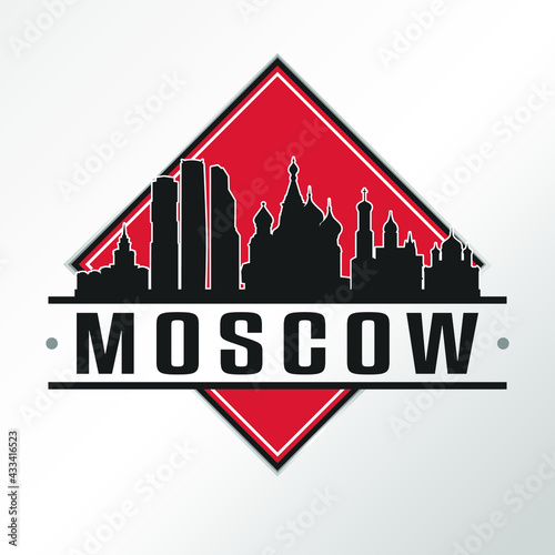 Moscow Russia Skyline Logo City. Adventure Landscape Design Vector Illustration.