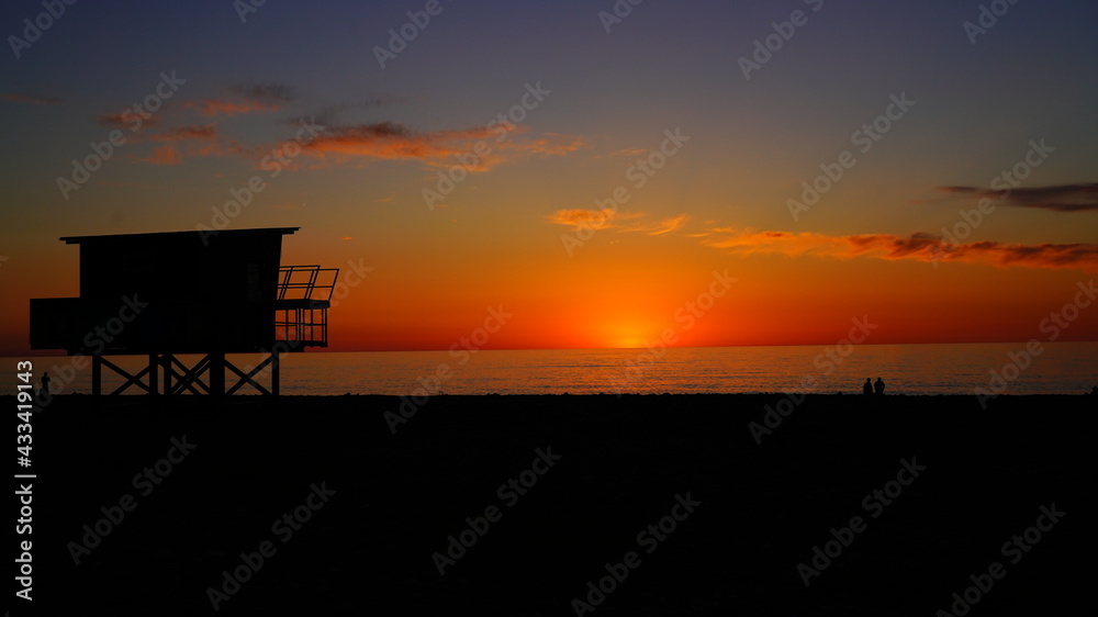 Batumi, Georgia - May 12, 2021: Sunset at Sea