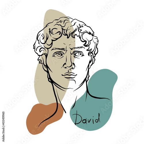 line art head of David Michelangelo 3