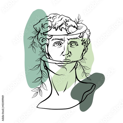 line art head of David Michelangelo 4