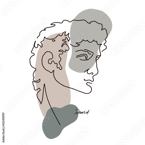 line art head of David Michelangelo