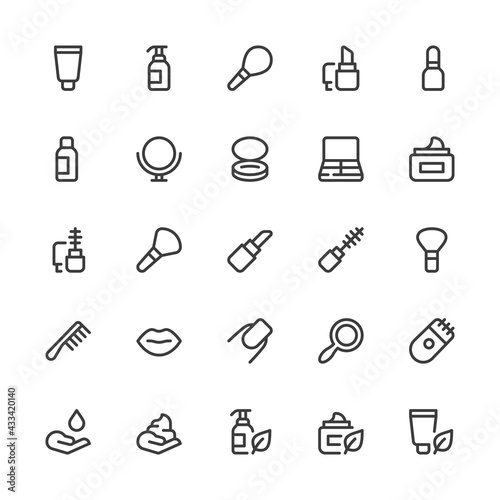 Simple Interface Icons Related to Beauty. Makeup, Natural and Organic Cosmetics. Editable Stroke. 32x32 Pixel Perfect.