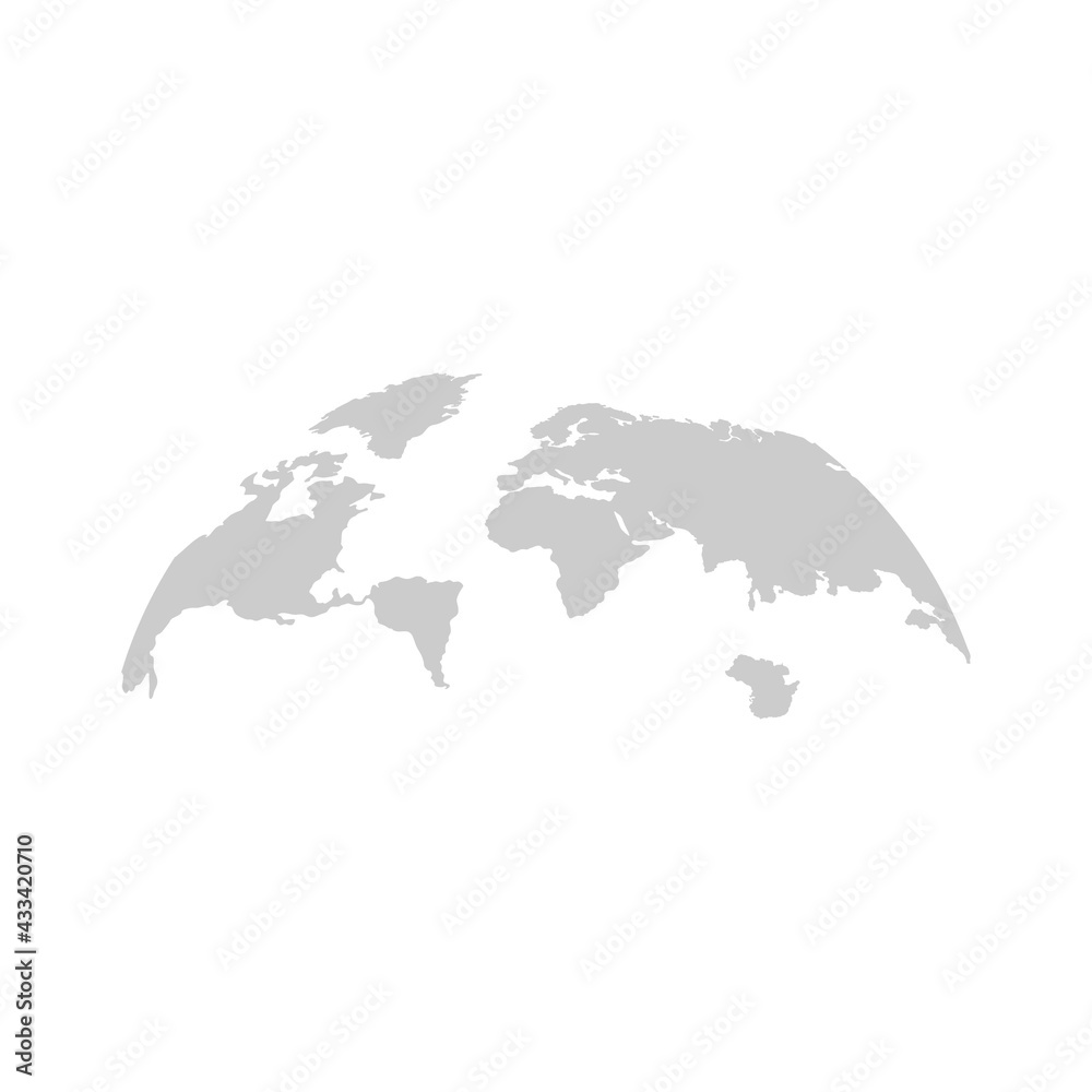 Gray world map. Earth in circle shape. Vector illustration isolated on white background. Gray world map. Earth in circle shape. Vector illustration isolated on white background.