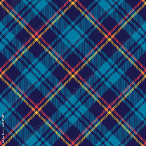 Plaid pattern in navy blue, red, yellow. Seamless multicolored dark large tartan check graphic for flannel shirt, skirt, blanket, duvet cover, scarf, other summer autumn winter fashion fabric design.