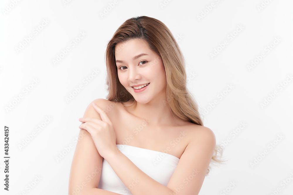 Beautiful young asian woman with clean fresh skin on white background, Face care, Facial treatment, Cosmetology, beauty and spa, Asian women portrait Beautiful young asian woman with clean fresh skin on white background, Face care, Facial treatment, Cosmetology, beauty and spa, Asian women portrait