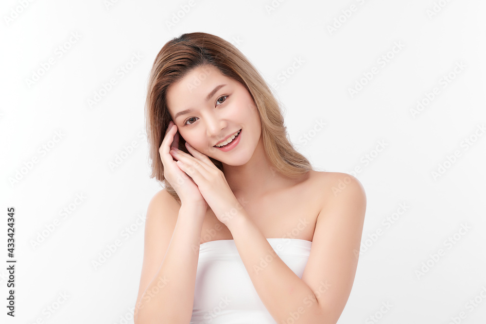 Beautiful young asian woman with clean fresh skin on white background, Face care, Facial treatment, Cosmetology, beauty and spa, Asian women portrait Beautiful young asian woman with clean fresh skin on white background, Face care, Facial treatment, Cosmetology, beauty and spa, Asian women portrait