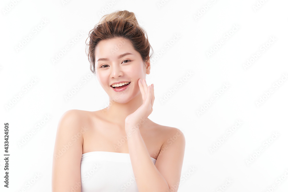 Beautiful young asian woman with clean fresh skin on white background, Face care, Facial treatment, Cosmetology, beauty and spa, Asian women portrait Beautiful young asian woman with clean fresh skin on white background, Face care, Facial treatment, Cosmetology, beauty and spa, Asian women portrait