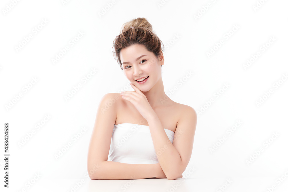 Beautiful young asian woman with clean fresh skin on white background, Face care, Facial treatment, Cosmetology, beauty and spa, Asian women portrait Beautiful young asian woman with clean fresh skin on white background, Face care, Facial treatment, Cosmetology, beauty and spa, Asian women portrait