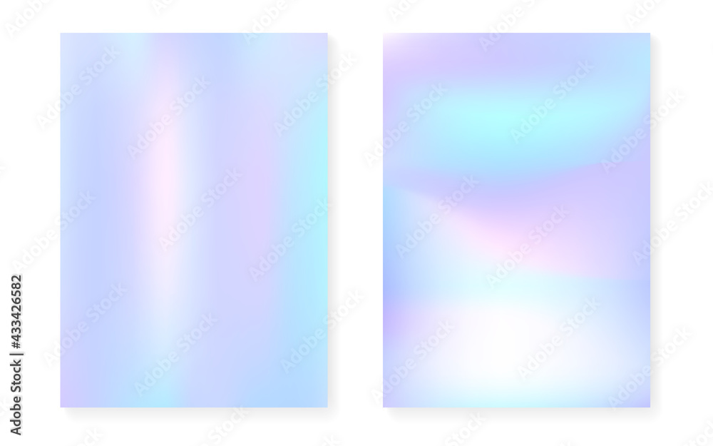 Holographic cover set with hologram gradient background. Holographic cover set with hologram gradient background.