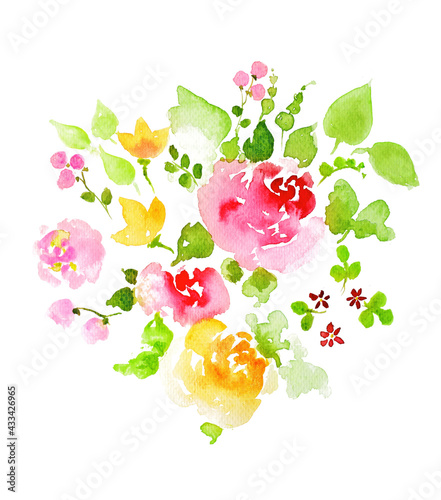 Watercolor card with flowers. Handmade. Wedding, Mother's Day, birthday