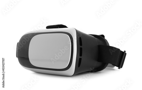 Modern virtual reality headset isolated on white