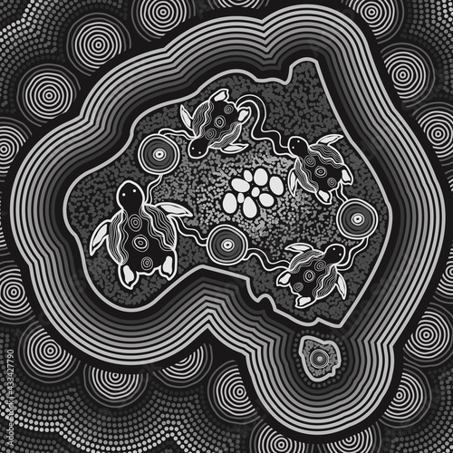 Aboriginal turtle art - Black and white
