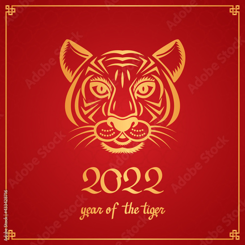 geometric tiger face symbol of 2022. Chinese New Year concept for the signs of the zodiac © Ольга Погорелова