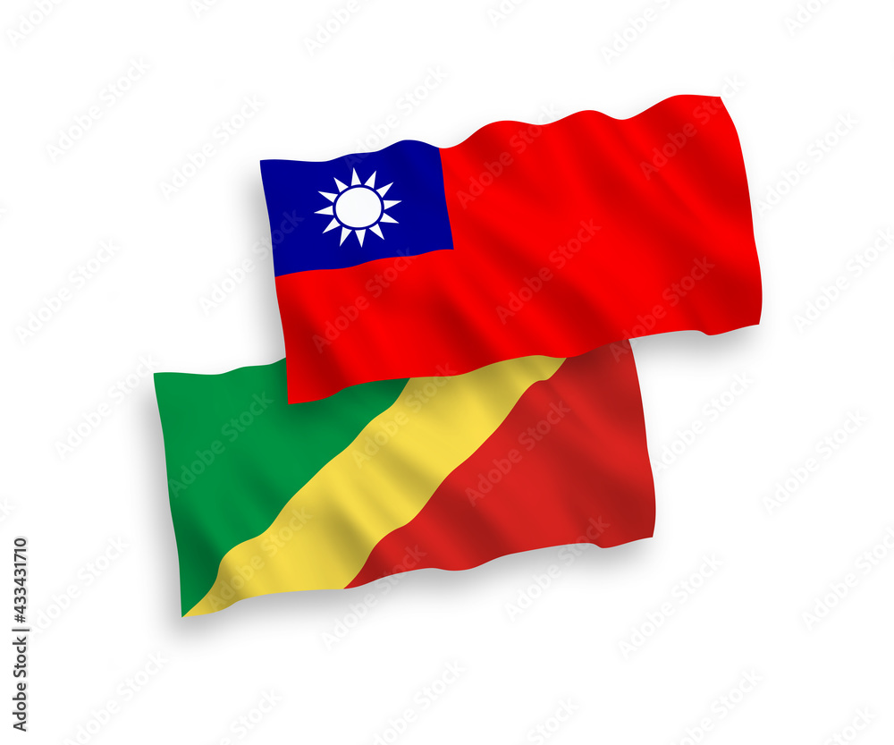 Flags of Republic of the Congo and Taiwan on a white background Flags of Republic of the Congo and Taiwan on a white background