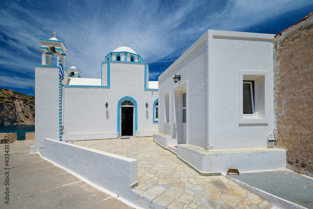 Orthodox church in Firapotamos village in Milos, Greece