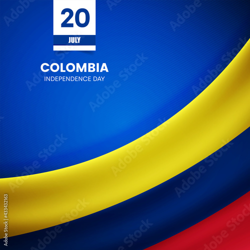 Creative Colombia flag on fabric texture. Vintage style independence day background