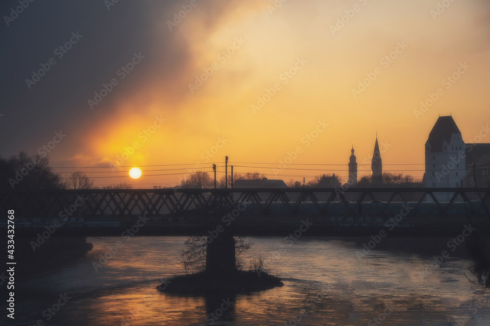photography of a sunset in the city of ingolstadt bavaria