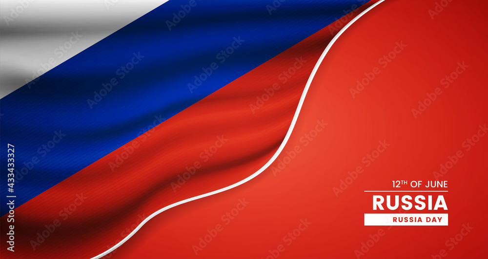 Abstract Russia day background with elegant fabric flag and typographic illustration Abstract Russia day background with elegant fabric flag and typographic illustration