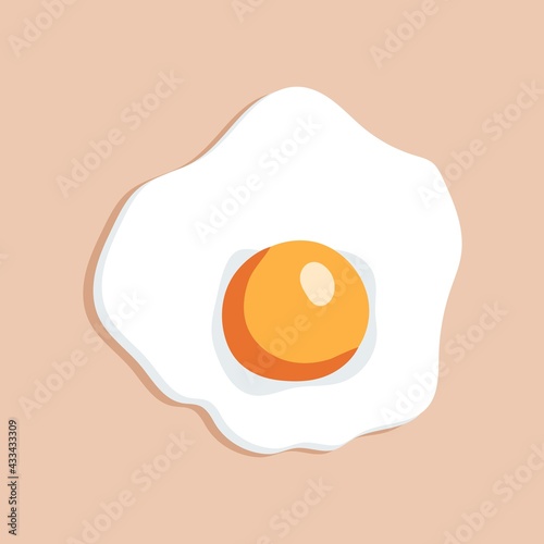Illustration depicting scrambled eggs in flat style. Breakfast. Vector illustration.
