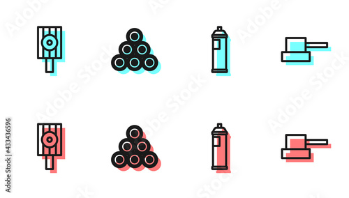 Set line Paint spray can, Spray nozzle cap, and icon. Vector