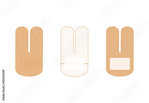 Medical antibacterial plaster. Set isolated on white background. Vector illustration.