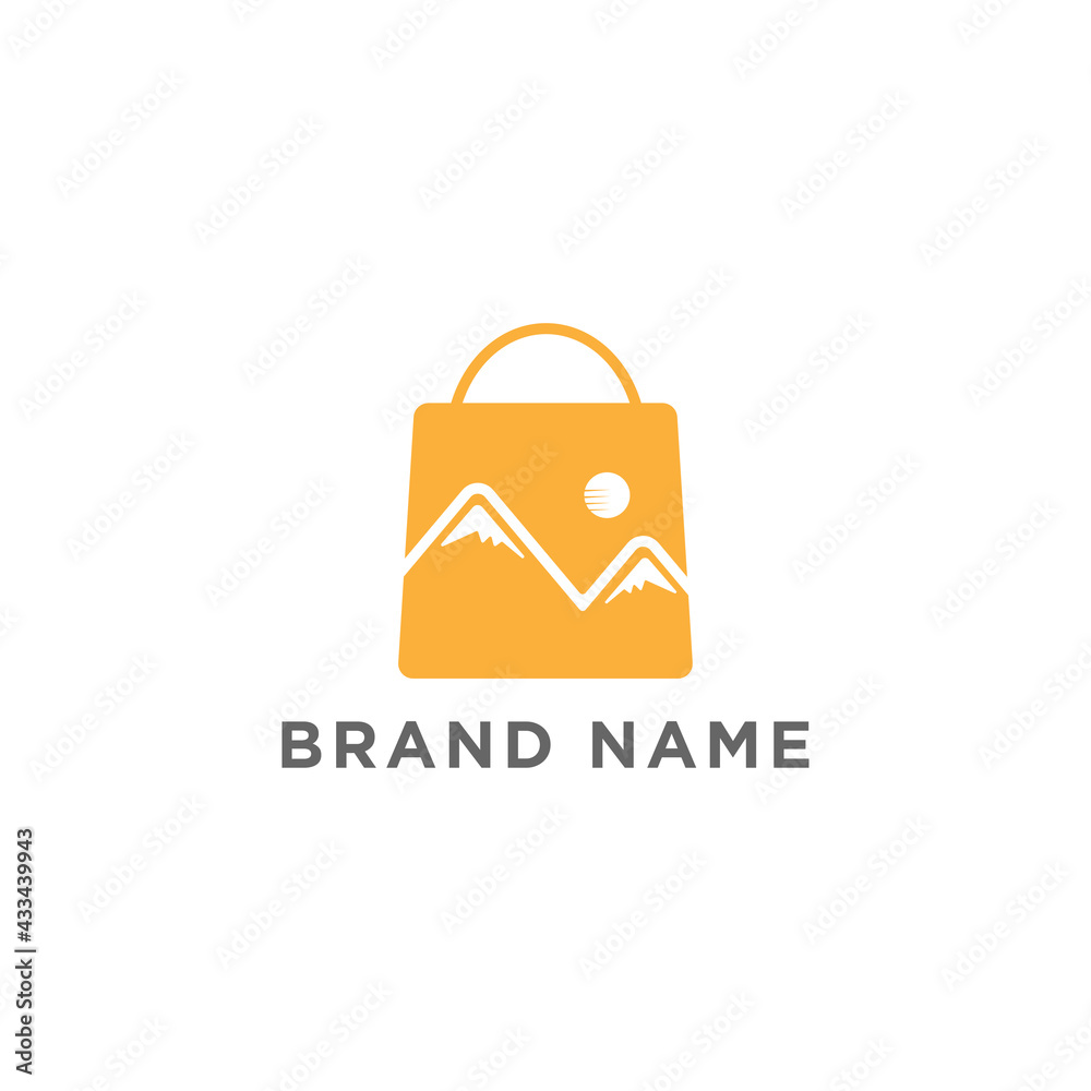 bag Store Shopping mountain logo design vector bag Store Shopping mountain logo design vector