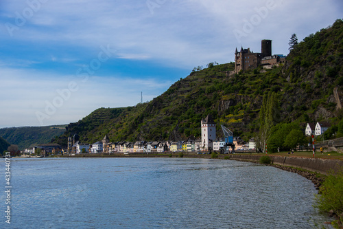 The view of St. Goarhausen the Rhine and Katz Castle photo