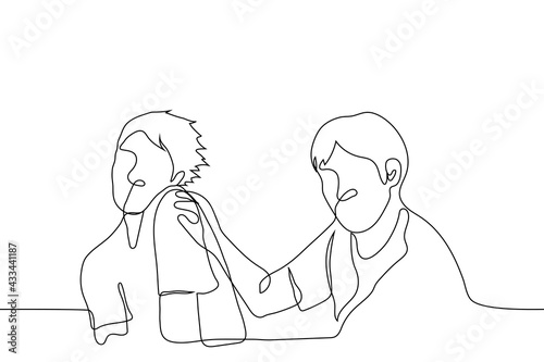 man pushes another man out of his place. concept of displacing someone, taking someone else's place, competitive struggle, aggressive behavior, hierarchy, use of force, struggle for attention