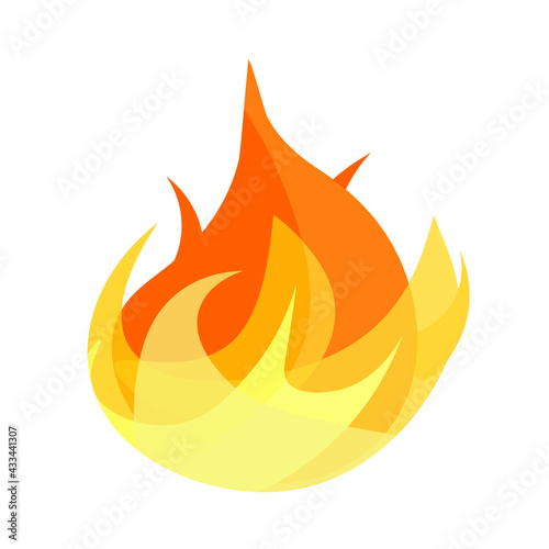 flame icon isolated on background in flat style.  burning fire