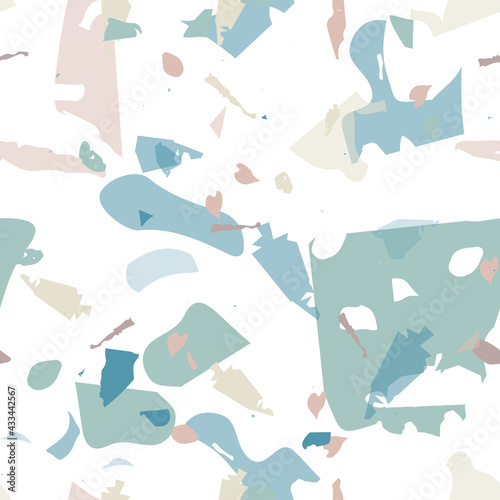 Terrazzo seamless pattern. Blue classic flooring