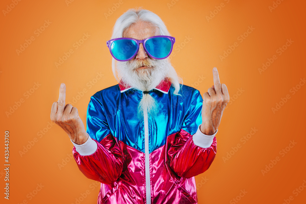 Fashionable grandfather posing with funny clothes. Fashionable grandfather posing with funny clothes.