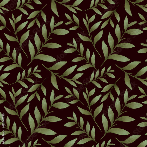 colorful leaves seamless pattern with grunge structure, hand drawn clipart, colorful wallpaper