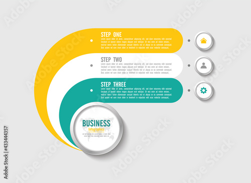 Presentation business infographic template with 3 step