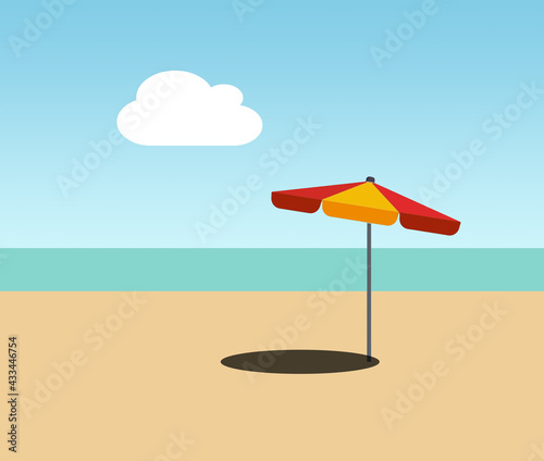 Summer beach umbrella by the sea